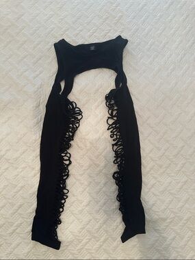 Black Cutout Lace-Up Side Sleeves Rave Top